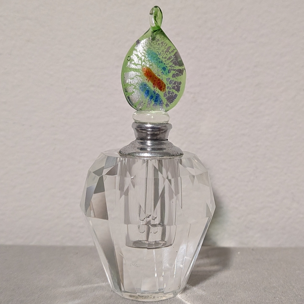 Va Bene Two's Company Murano Glass Lid & Faceted Glass Perfume Bottle